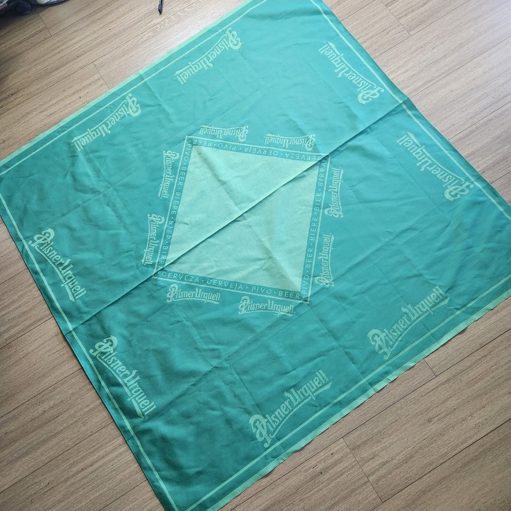 Pilsner Arquell Bohemia Beer Tablecloth 54" Square Czech Republic RARE Find